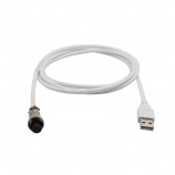 GX12-5P 5PIN female Aviation plug to USB  white braid Cable PVC wire add PP sheath and PET sleeving